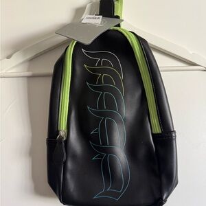 Black Men's Sling Belt Bag with Lime Trim
